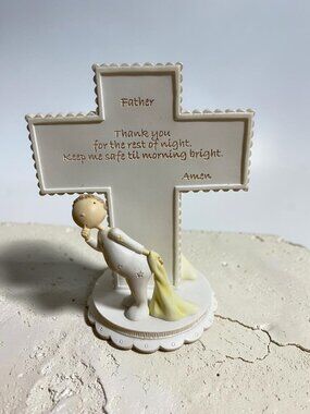 From Above Claire Stoner 2005 Demdaco Praying Boy Cross Figurine With Prayer